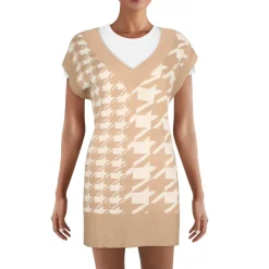 Knit Houndstooth Sweaterdress