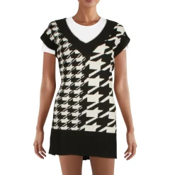 Knit Houndstooth Sweaterdress