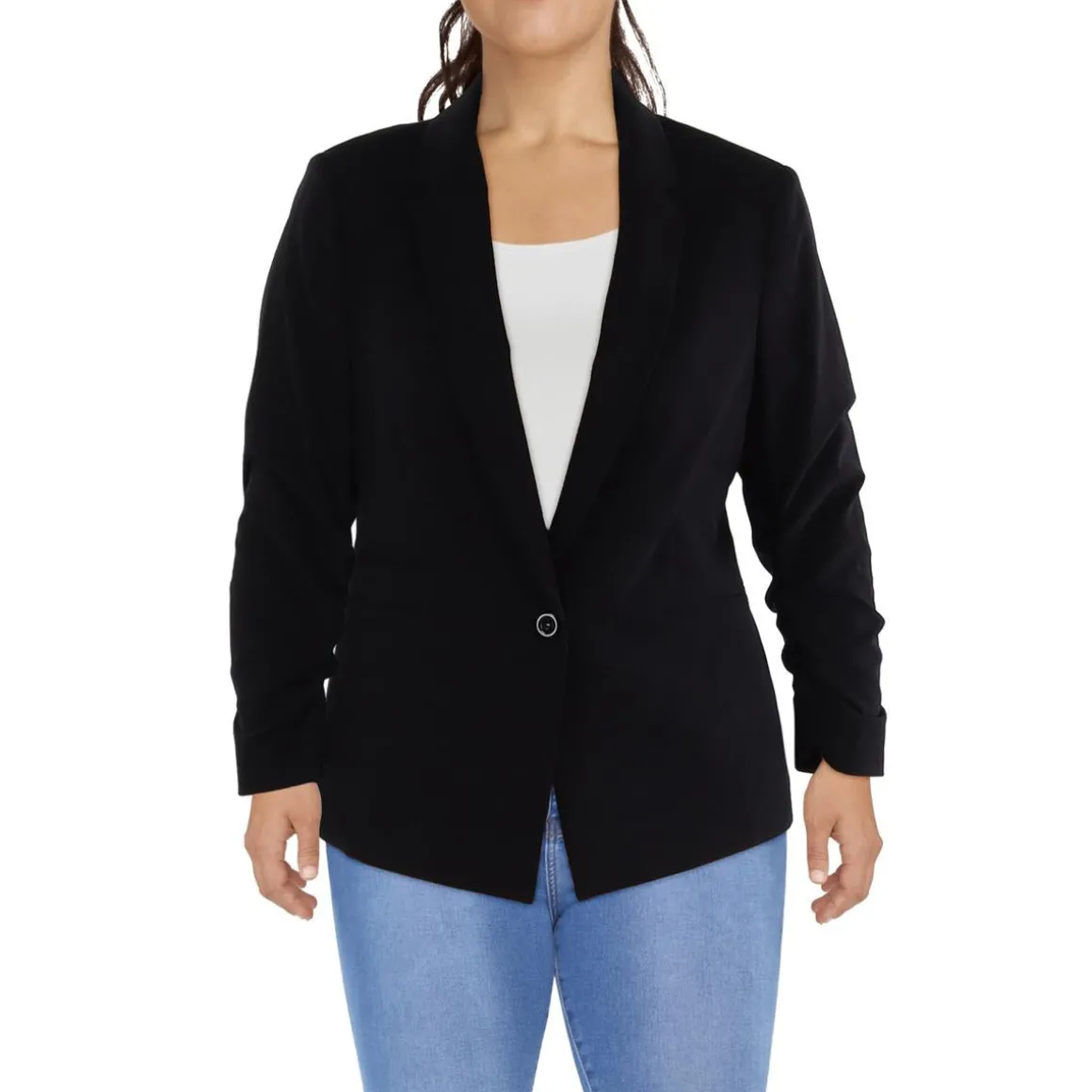 Knit Long Sleeves One-Button Blazer