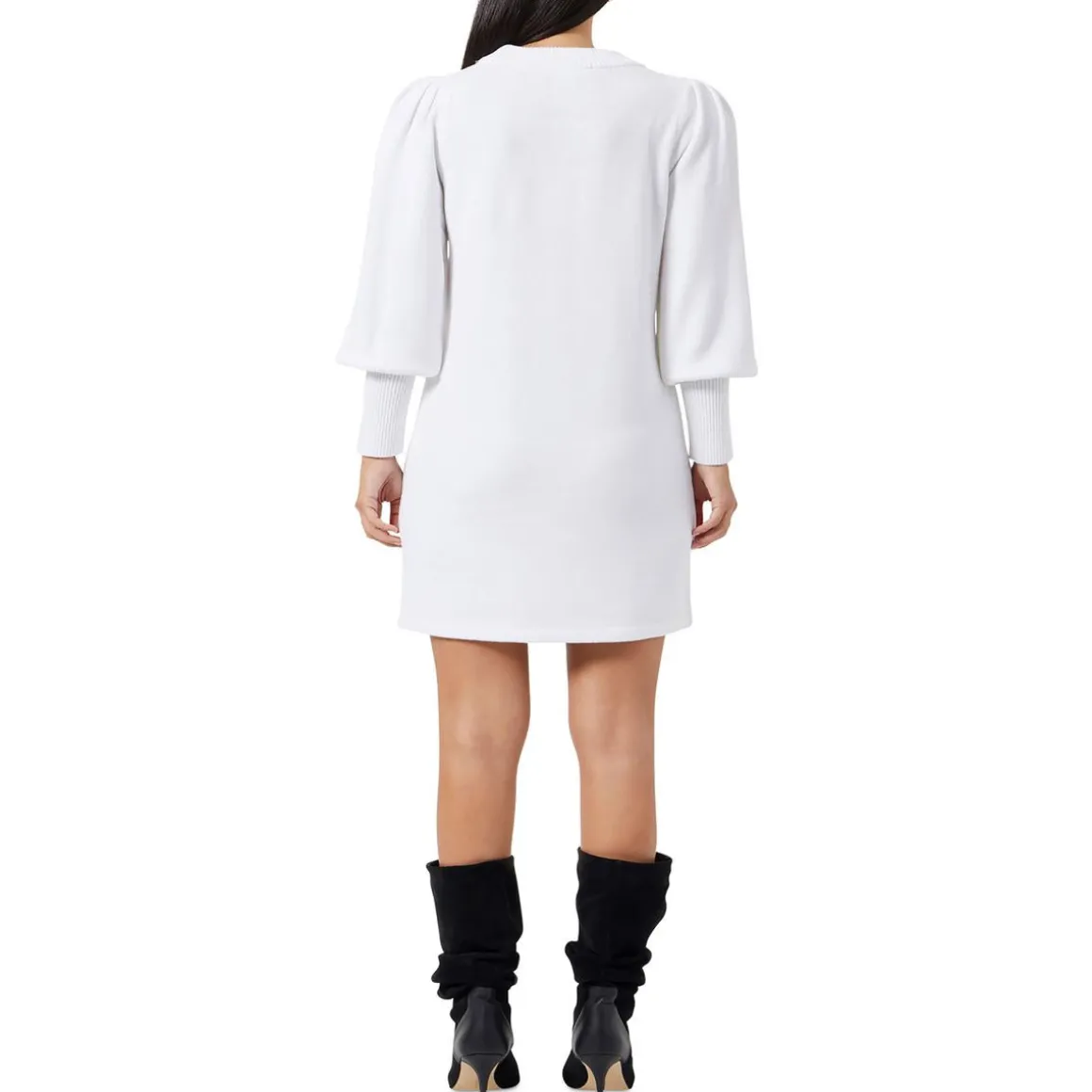 Knit Ribbed Trim Sweaterdress