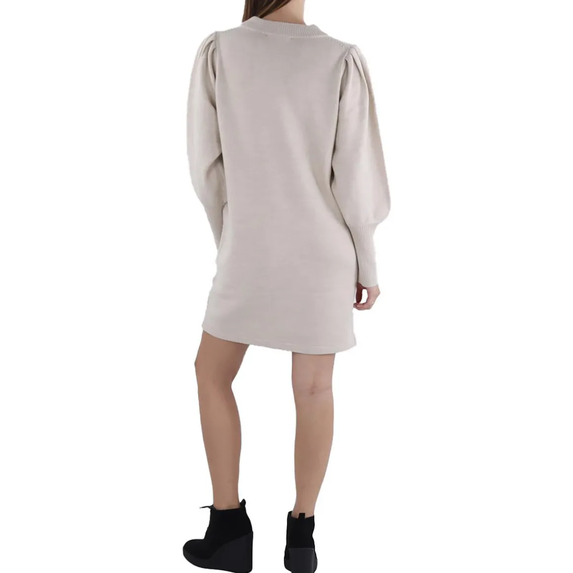 Knit Ribbed Trim Sweaterdress