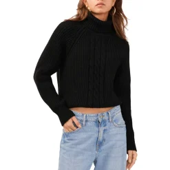 Knit Ribbed Trim Turtleneck Sweater