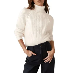Knit Ribbed Trim Turtleneck Sweater