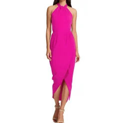 Knot-Neck Midi Halter Dress
