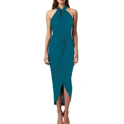 Knot-Neck Midi Halter Dress