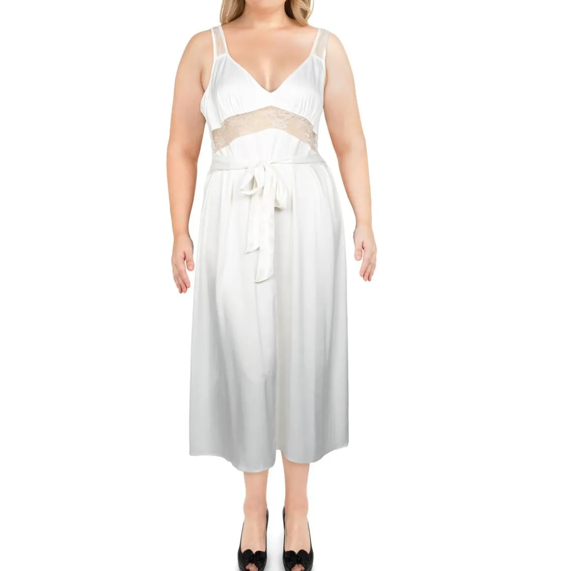 Lace Inset Sateen Slip Dress