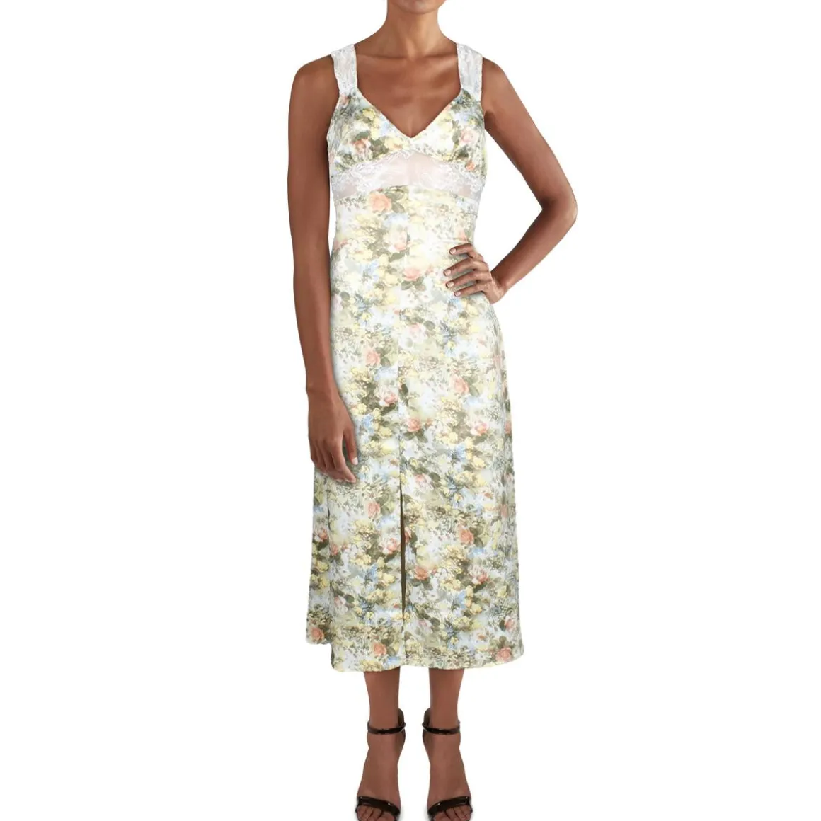 Lace Inset Sateen Slip Dress