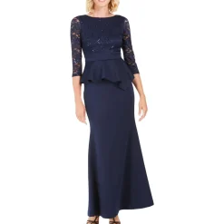 Lace Peplum Evening Dress