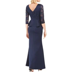 Lace Peplum Evening Dress
