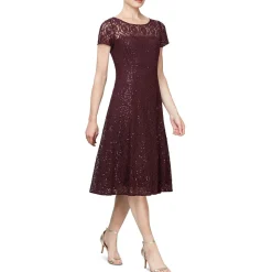 Lace Sequined Midi Dress