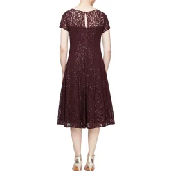Lace Sequined Midi Dress