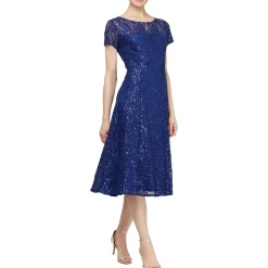 Lace Sequined Midi Dress