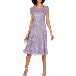 Lace Sequined Midi Dress