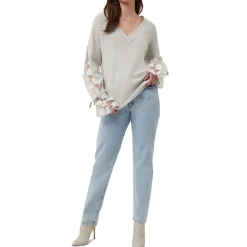 Lace Trim Long Sleeves Pullover Sweater