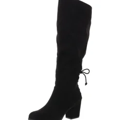 Lace-Up Faux Suede Knee-High Boots