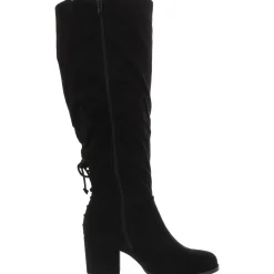 Lace-Up Faux Suede Knee-High Boots