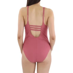 Lace-Up Nylon One-Piece Swimsuit