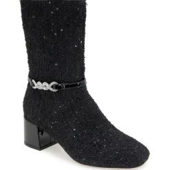Lacey Jewel Bootie Zipper Textured Mid-Calf Boots