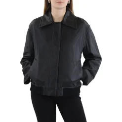 Lamb Leather Pockets Bomber Jacket