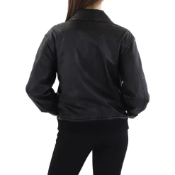 Lamb Leather Pockets Bomber Jacket