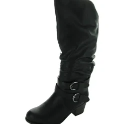 Late Faux Leather Slouchy Knee-High Boots