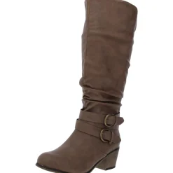 Late Faux Leather Slouchy Knee-High Boots
