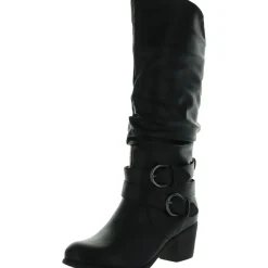 Late Faux Leather Slouchy Knee-High Boots