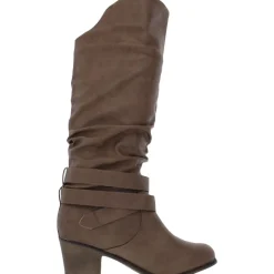 Late Faux Leather Slouchy Knee-High Boots