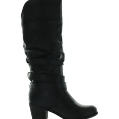 Late Faux Leather Slouchy Knee-High Boots