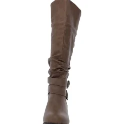 Late Faux Leather Slouchy Knee-High Boots