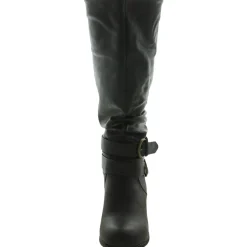 Late Faux Leather Slouchy Knee-High Boots