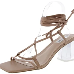 Lavina Lace-Up Faux Leather Block Heel