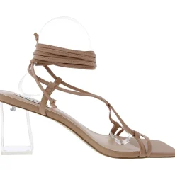 Lavina Lace-Up Faux Leather Block Heel