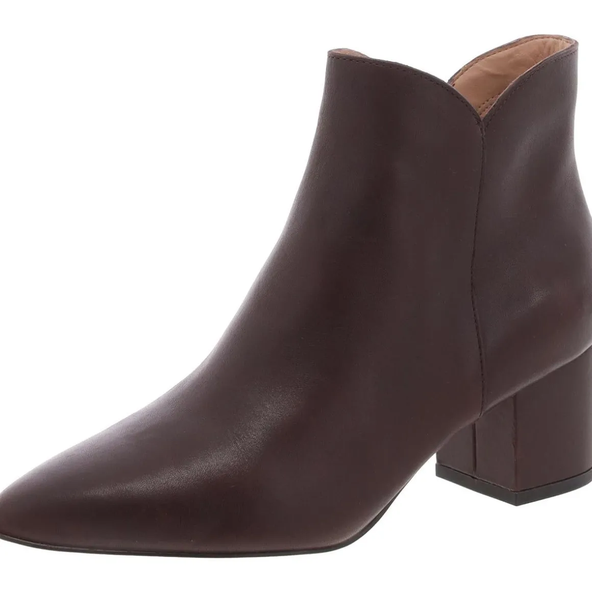 Leather Block Heel Ankle Boots