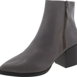 Leather Block Heel Ankle Boots