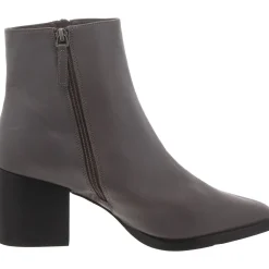 Leather Block Heel Ankle Boots