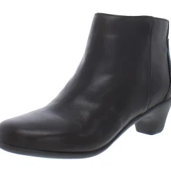 Leather Block Heel Ankle Boots