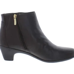 Leather Block Heel Ankle Boots