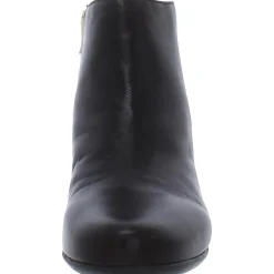 Leather Block Heel Ankle Boots