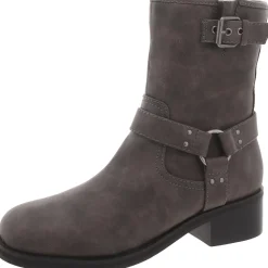 Leather Block Heel Ankle Boots