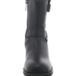 Leather Block Heel Ankle Boots