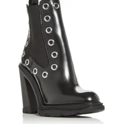 Leather Block Heel Ankle Boots