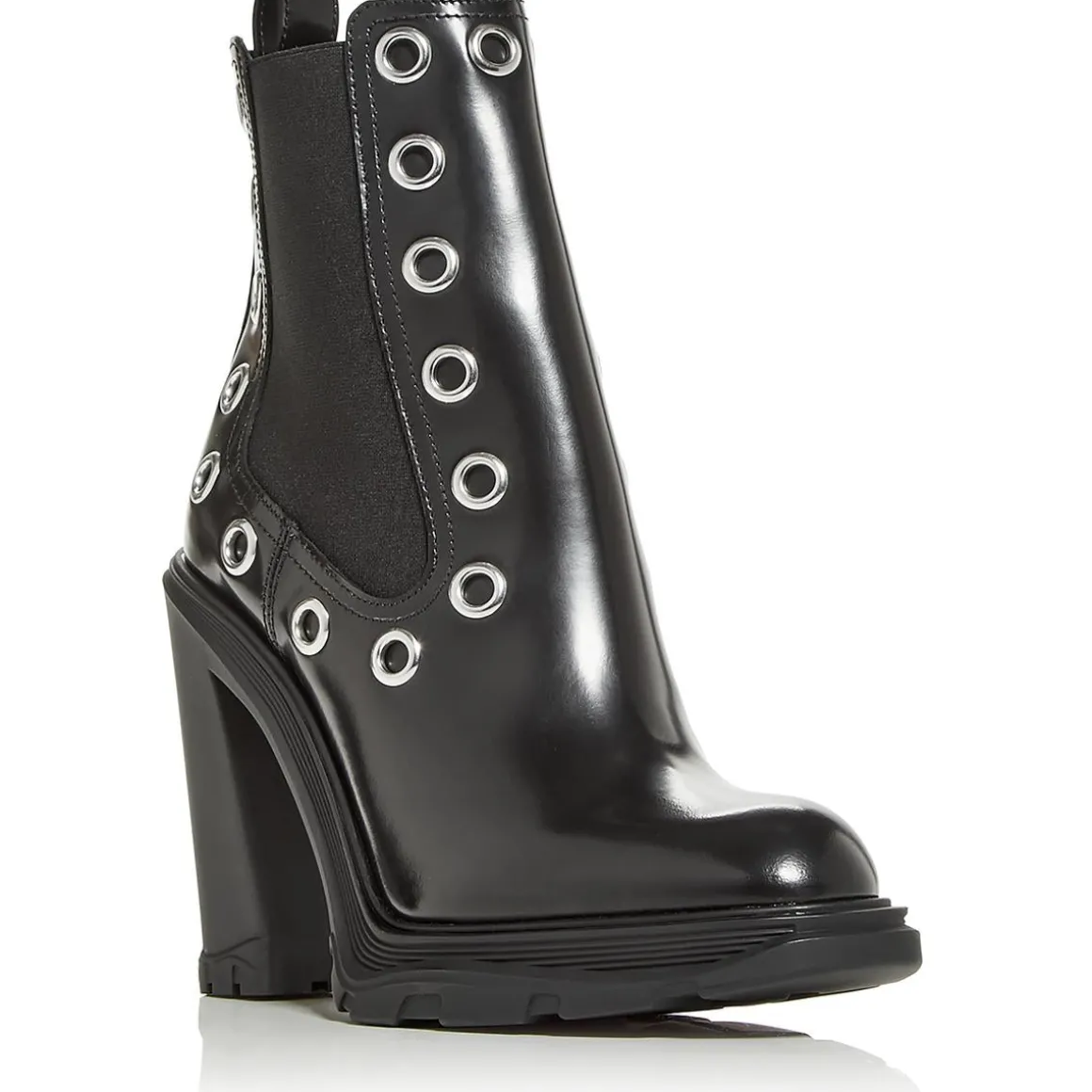 Leather Block Heel Ankle Boots