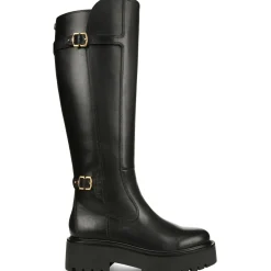 Leather Block Heel Knee-High Boots