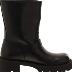 Leather Mid-Calf Motorcycle Boots