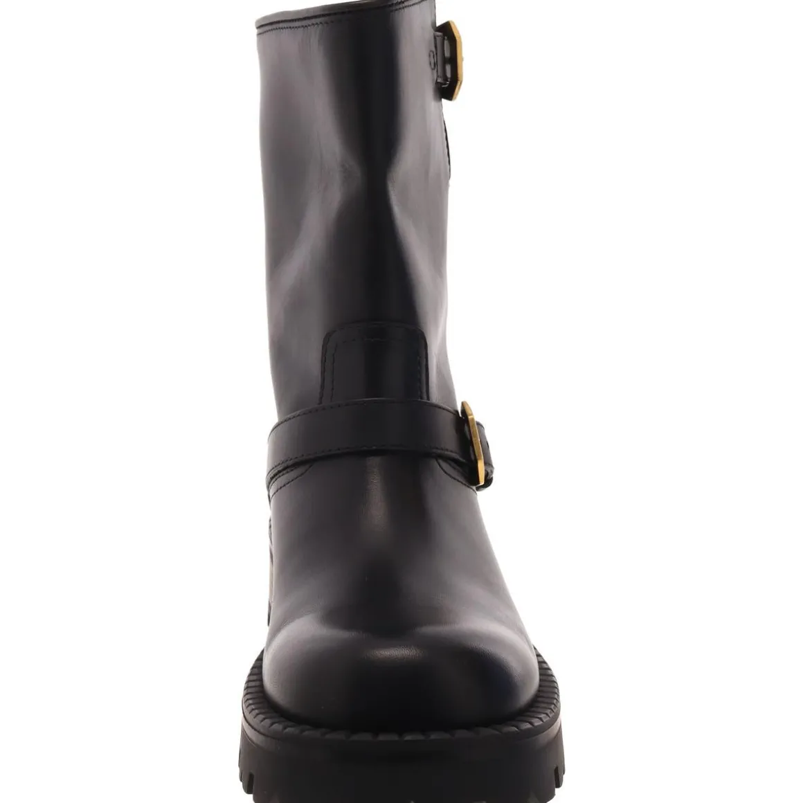 Leather Mid-Calf Motorcycle Boots