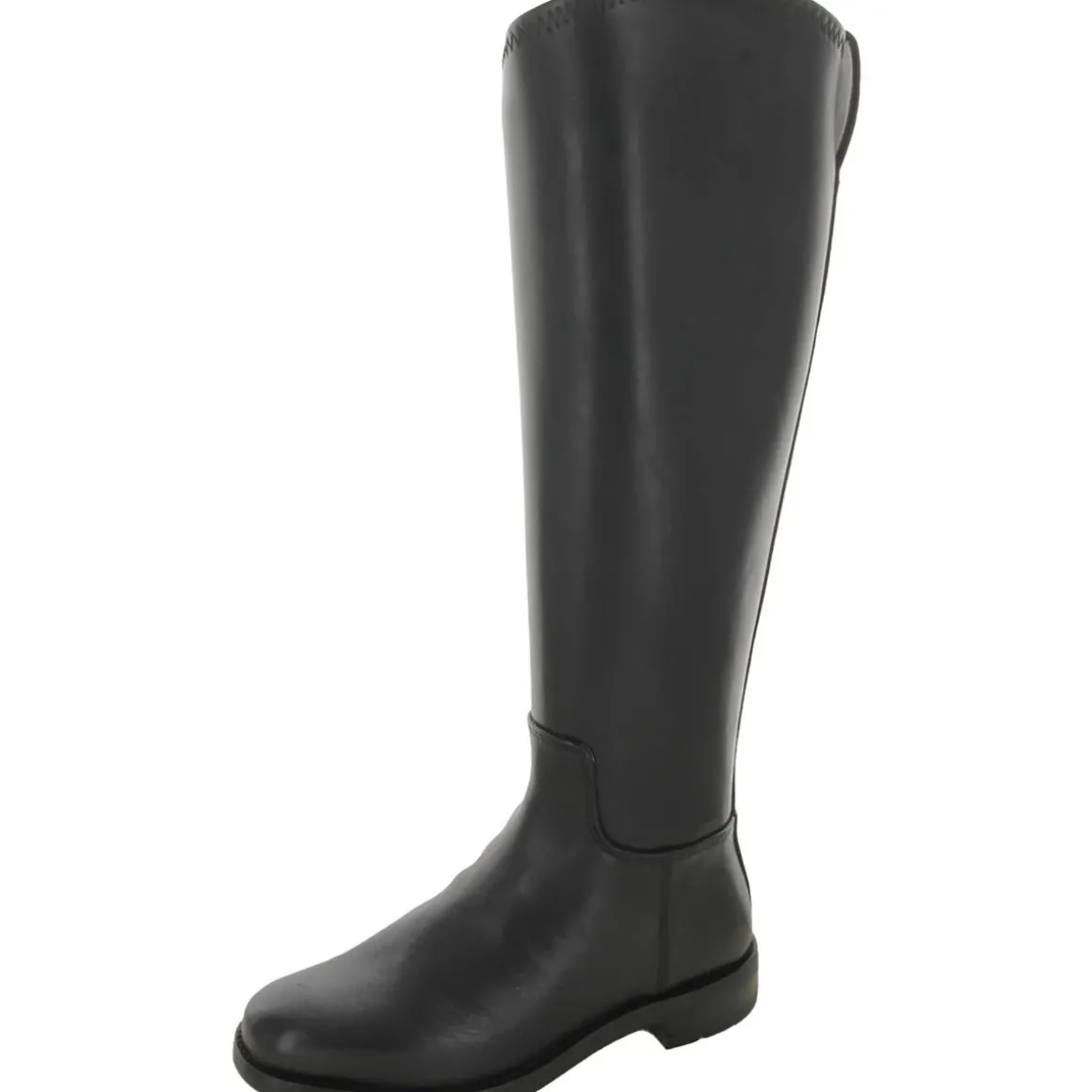 Leather Round Toe Knee-High Boots