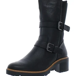 Leather Round Toe Mid-Calf Boots