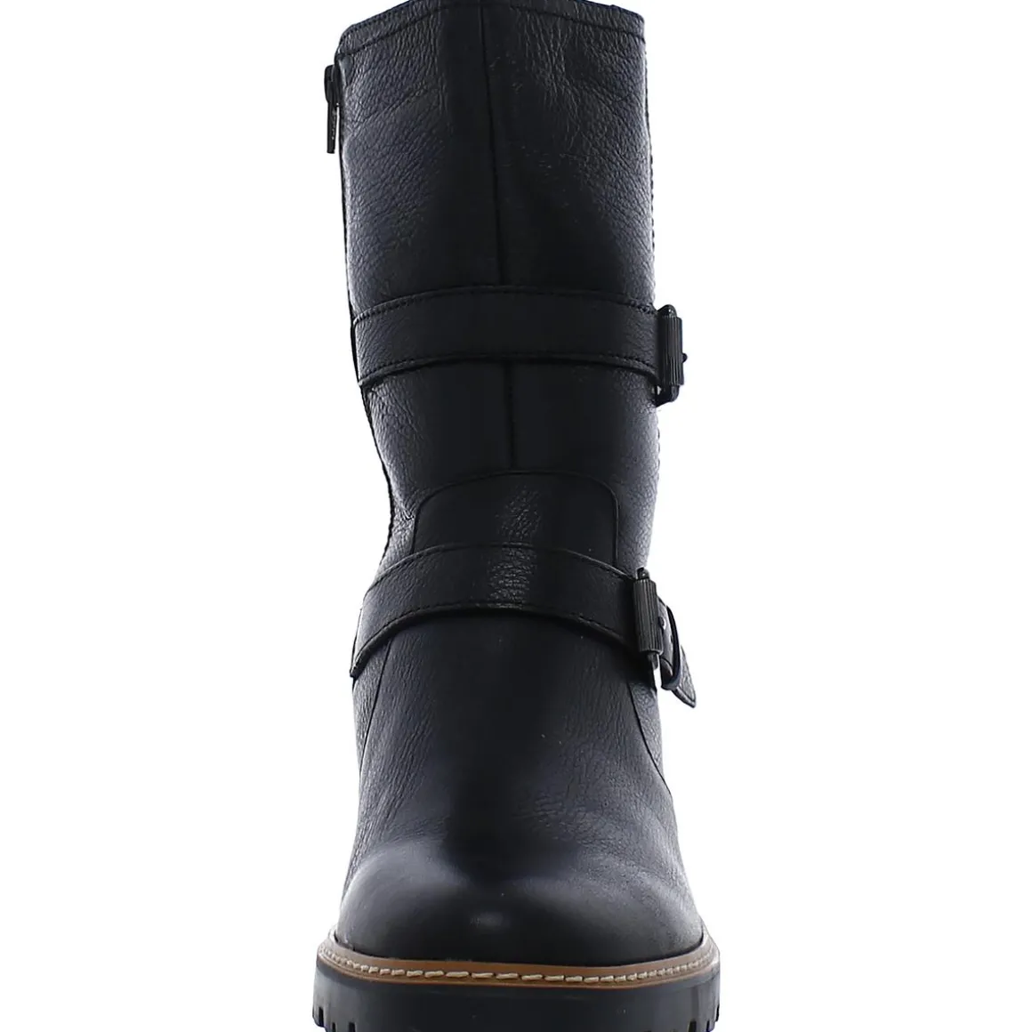 Leather Round Toe Mid-Calf Boots