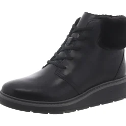 Leighly Lace Leather Faux Fur Trim Ankle Boots